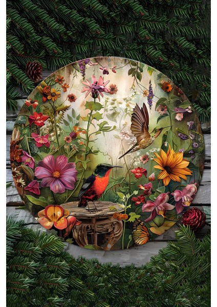 Kuş ve Çiçek Desenli Uv Baskı Mdf Duvar Süsü – 33X33 cm & 20X20 cm DT180 fiyatları