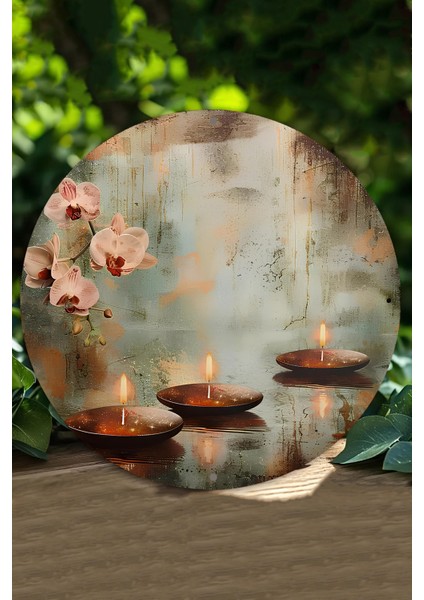 Orkide & Mum Desenli Uv Baskı Mdf Duvar Süsü – 33X33 cm & 20X20 cm DT181