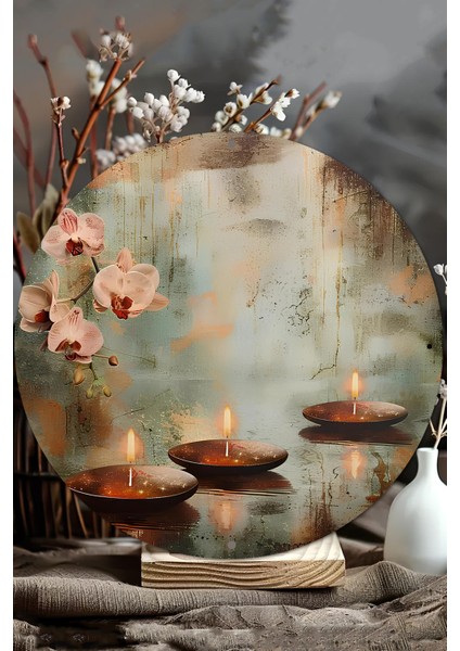 Orkide & Mum Desenli Uv Baskı Mdf Duvar Süsü – 33X33 cm & 20X20 cm DT181 modelleri