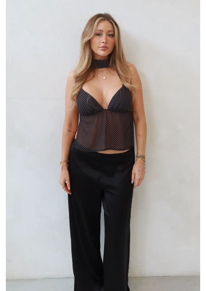 Kadın Gabrielle Derin V-Yaka Bluz Black