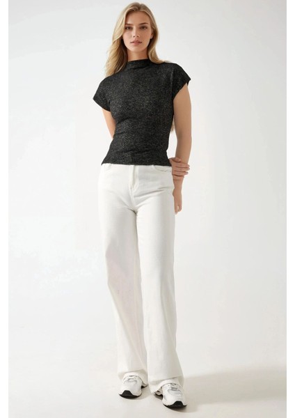 Kadın Dokulu Yuvarlak Yaka Kolsuz Üst Grey