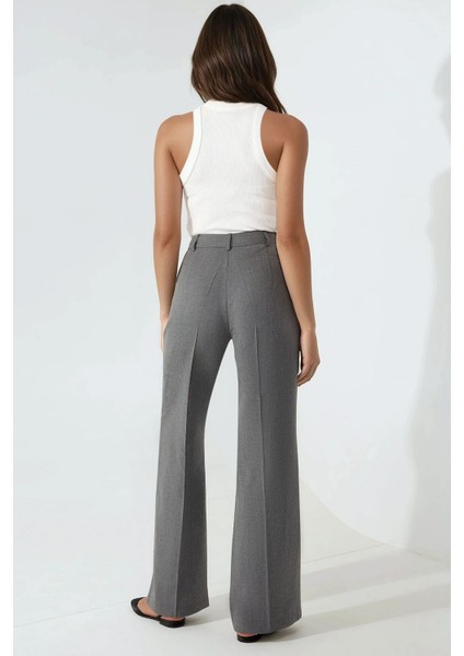 Kadın Şık Düz Paça Pantolon Grey
