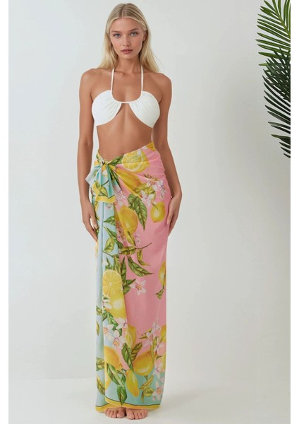 Kadın Desenli Maxi Pareo Yellow