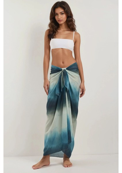 Kadın Desenli Maxi Pareo Blue