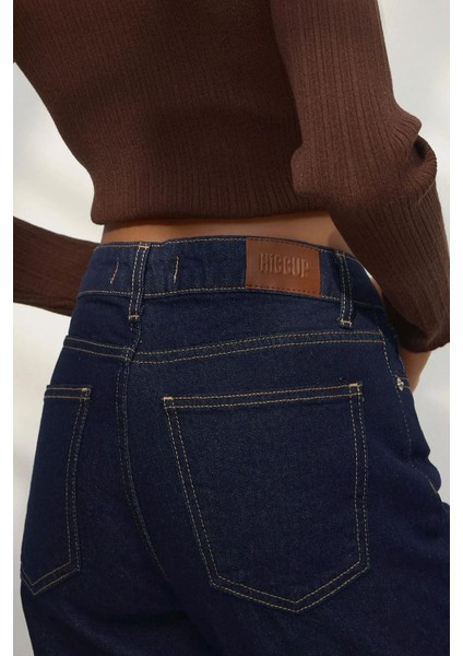 Kadın Straight Fit Jeans Koyu Mavi Denim