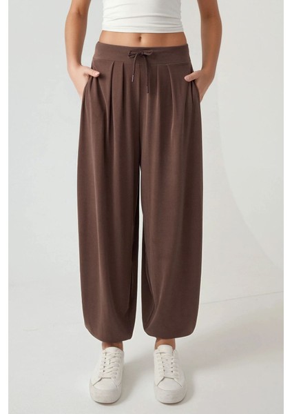 Kadın Normal Bel Modal Jogger Pantolon Kahve Kahvesi