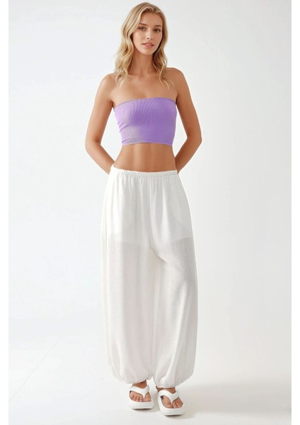 Kadın Slim Fit Straplez Kısa Üst Purple