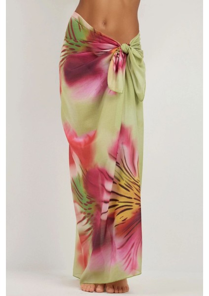 Kadın Desenli Maxi Pareo Green