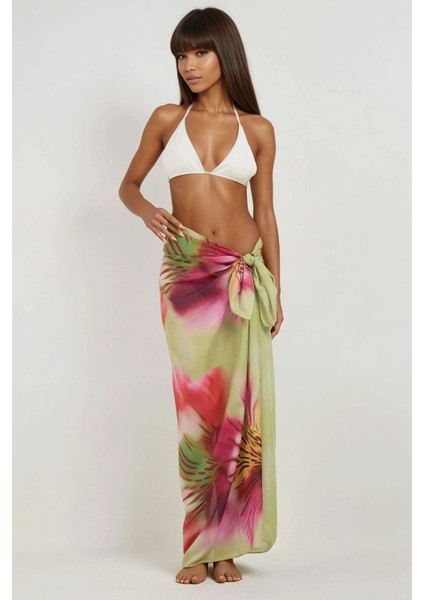 Kadın Desenli Maxi Pareo Green