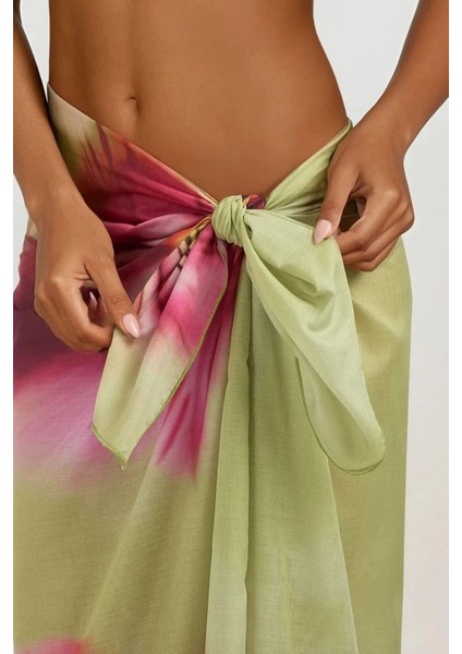 Kadın Desenli Maxi Pareo Green