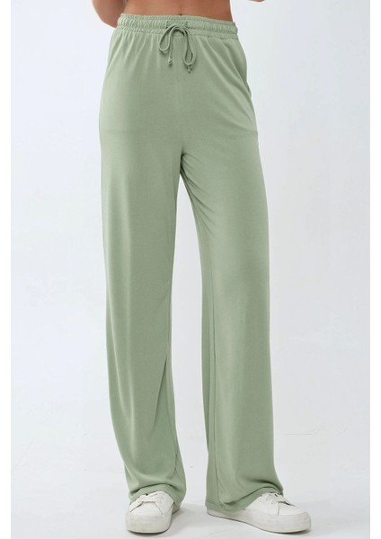Kadın Soft Touch Geniş Paça Modal Pantolon Green