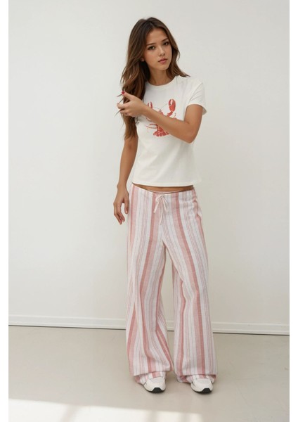 Kadın Kadın Bisiklet Yaka Kısa Kollu Önü Baskılı Pamuklu T-Shirt Çok Renkli