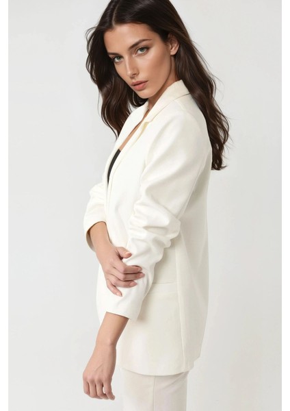 Kadın Basic Boyfriend Ceket Pika Koleksiyonu White