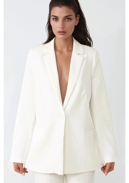 Kadın Basic Boyfriend Ceket Pika Koleksiyonu White