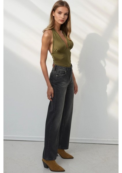 Kadın Straight Fit Jeans Siyah