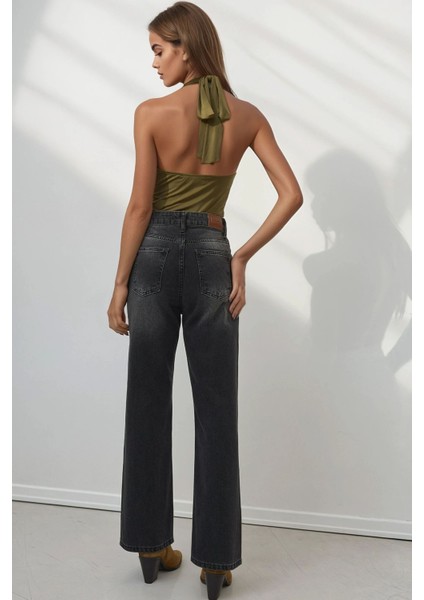 Kadın Straight Fit Jeans Siyah