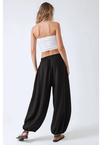 Kadın Düşük Bel Bol Kesim Jogger Pantolon Black
