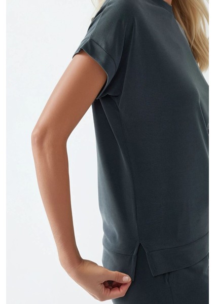 Kadın Soft Touch Modal Basic Tişört Grey