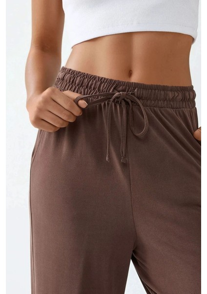 Kadın Soft Touch Geniş Paça Modal Pantolon Brown