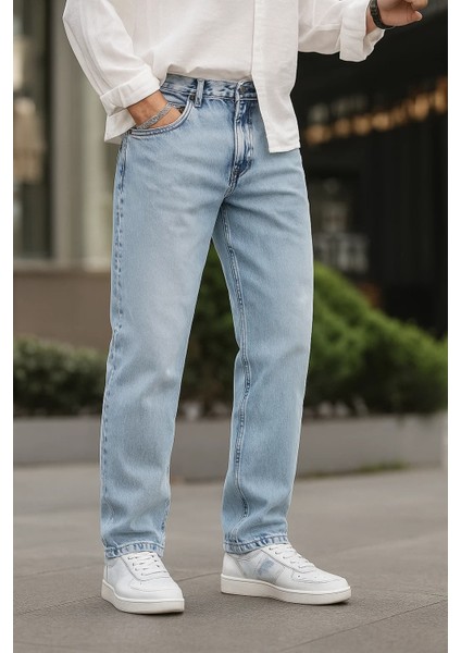 Erkek Jeans Bol Paça Buz Mavi Baggy Kot Pantolon fiyatları