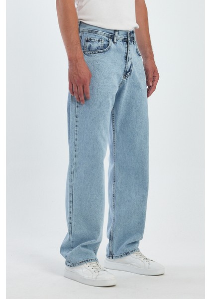 Erkek Jeans Bol Paça Buz Mavi Baggy Kot Pantolon indirimleri