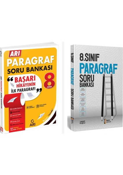 Arı 8. Sınıf Paragraf Soru Bankası Seti 2 Kitap Isem ve Arı Yayın