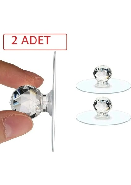 Şeffaf Kristal Başlıklı 2'li Yapışkanlı Kulp Dolap Çekmece Kulp Tutacak Askı fiyatları