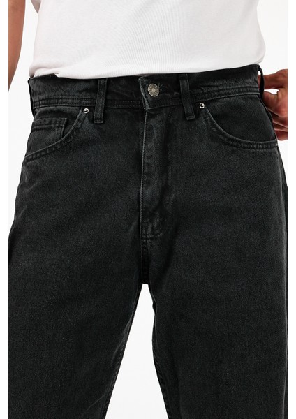 Erkek Jeans Bol Paça Siyah Baggy Kot Pantolon fırsatları