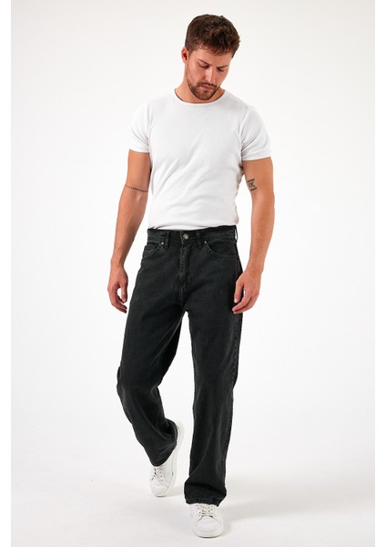 Erkek Jeans Bol Paça Siyah Baggy Kot Pantolon indirimleri