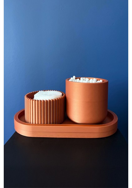 Turuncu Standlı Pamukluk ve Kulak Çubukluk Organizer Seti, Şeffaf ve Şık Tasarım indirimleri