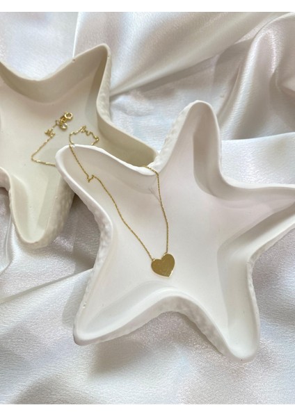 Beyaz Deniz Yıldızı Temalı Takı ve Mumluk Seti, Şık ve Kullanışlı Aksesuar.