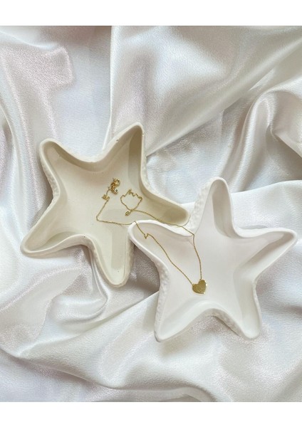 Beyaz Deniz Yıldızı Temalı Takı ve Mumluk Seti, Şık ve Kullanışlı Aksesuar. modelleri