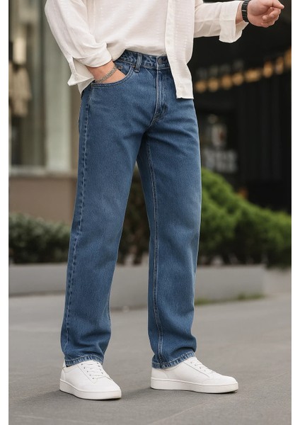 Erkek Jeans Bol Paça Mavi Baggy Kot Pantolon fiyatları