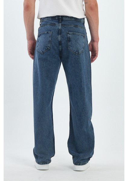 Erkek Jeans Bol Paça Mavi Baggy Kot Pantolon modelleri