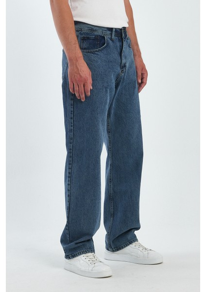 Erkek Jeans Bol Paça Mavi Baggy Kot Pantolon indirimleri