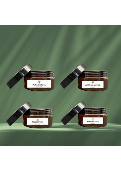 Kahverengi 4'lü Plastik Amber Boş Etiketli Kapaklı Aksesuar Kutusu