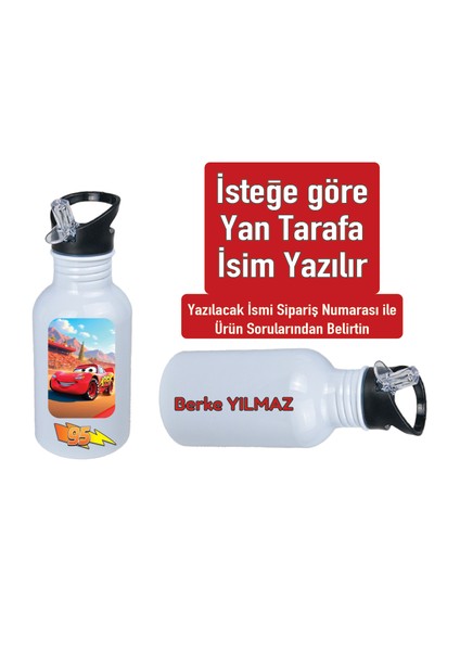 Simsek Maq. Baskılı Pipetli Metal Suluk 600ML.