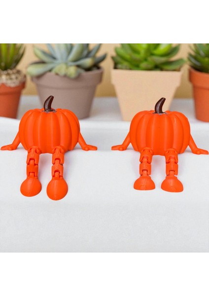 Ceresshop 2'li Set Balkabağı Figürlü Dekoratif Obje – Sevimli Masa ve Raf Süsü Turuncu