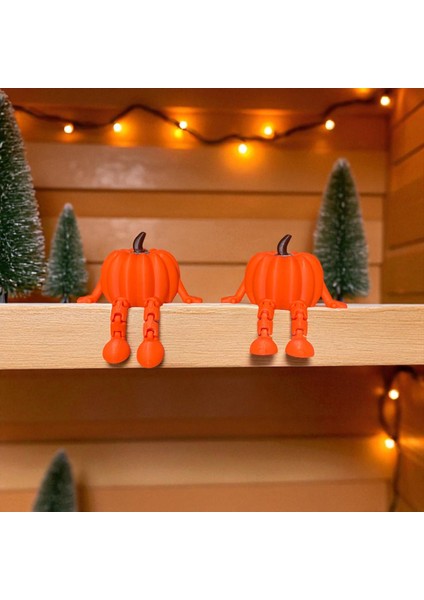 Ceresshop 2'li Set Balkabağı Figürlü Dekoratif Obje – Sevimli Masa ve Raf Süsü Turuncu modelleri