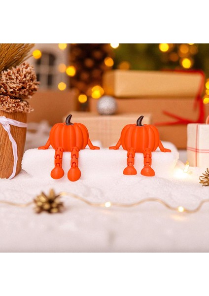 Ceresshop 2'li Set Balkabağı Figürlü Dekoratif Obje – Sevimli Masa ve Raf Süsü Turuncu fırsatları