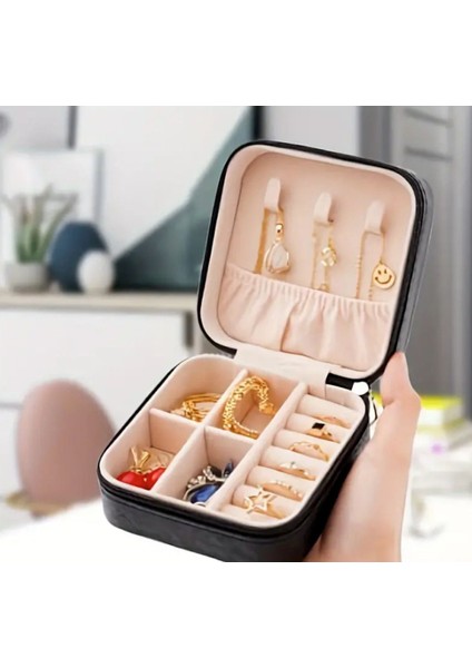 Mini Taşınabilir Seyahat Takı Kutusu, Şık ve Kullanışlı Saklama Çözümü