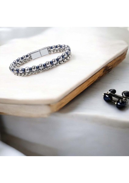 Çelik Zincirli Gümüş ve Mavi Hematit Bileklik 31682B21D3 fiyatları