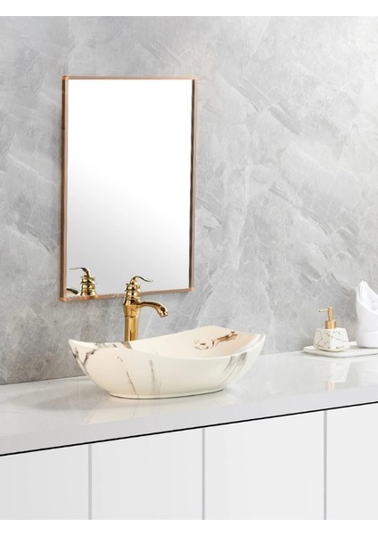 Mermer Desenli Tezgah Üstü Seramik Çanak Lavabo Banyo Lavabosu fiyatları