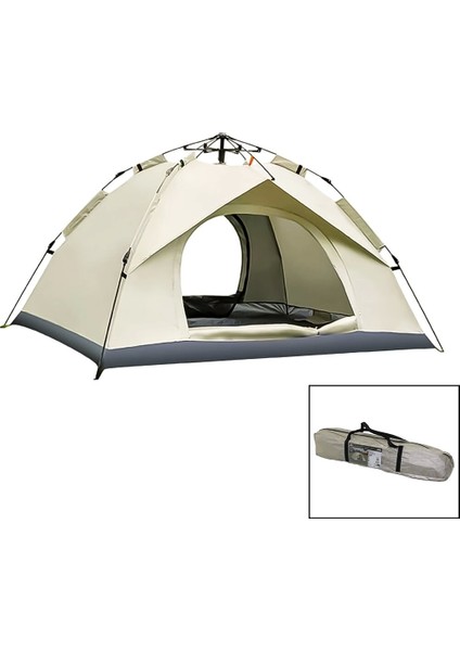 Krem - Çift Astarlı Otomatik Kamp Çadır 200X200X135CM AC-6635