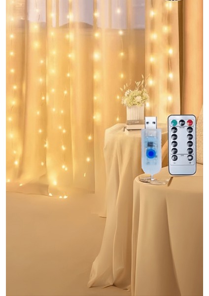 Büro Ev Ofis Dekoru Için 3X3MT Uzaktan Kumandalı Saçaklı LED Perde Aydınlatma modelleri