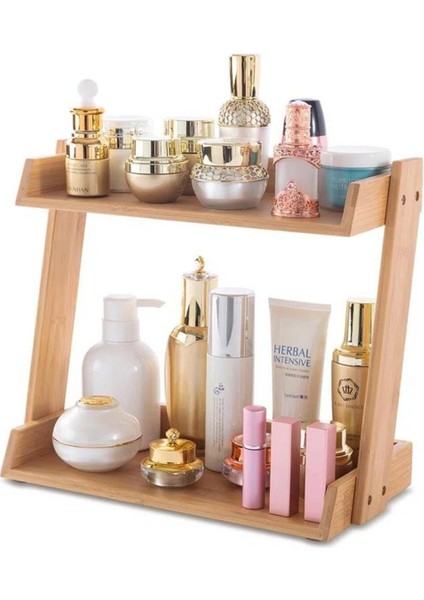Iki Katlı Ahşap Masaüstü Düzenleyici, Takı ve Baharatlık Organize Edici