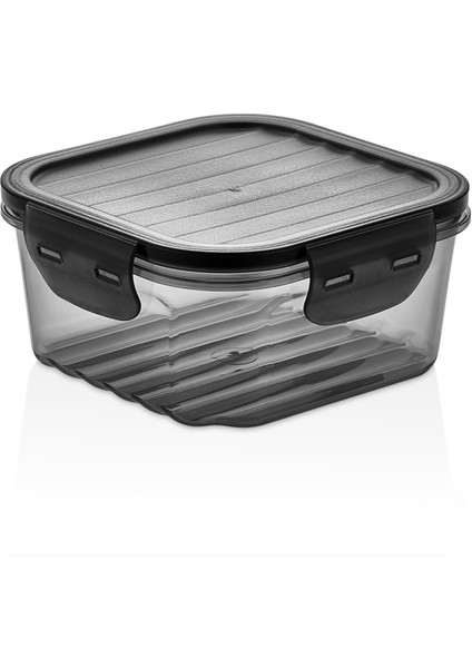6'lı Sızdırmaz Kare Saklama Kabı Seti, Siyah ve Şeffaf, Pratik ve Güvenli Kullanım