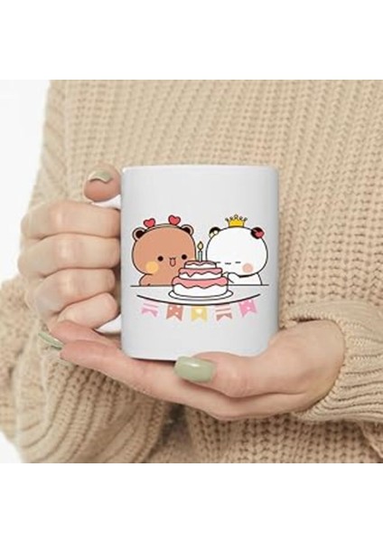 Sevimli Ayı ve Panda Seramik Kupa, Şeffaf ve 24 Adet