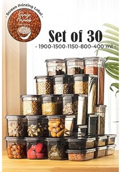 Dikdörtgen Saklama Kabı Çeyiz Seti 6'lı, Şeffaf, Çeşitli Boyutlar, Serigrafi Etiketli