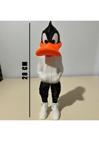 Ceresshop Daffy Duck Figürü 28 cm – Hoodie & Sneaker Tasarımlı Dekoratif Obje Siyah